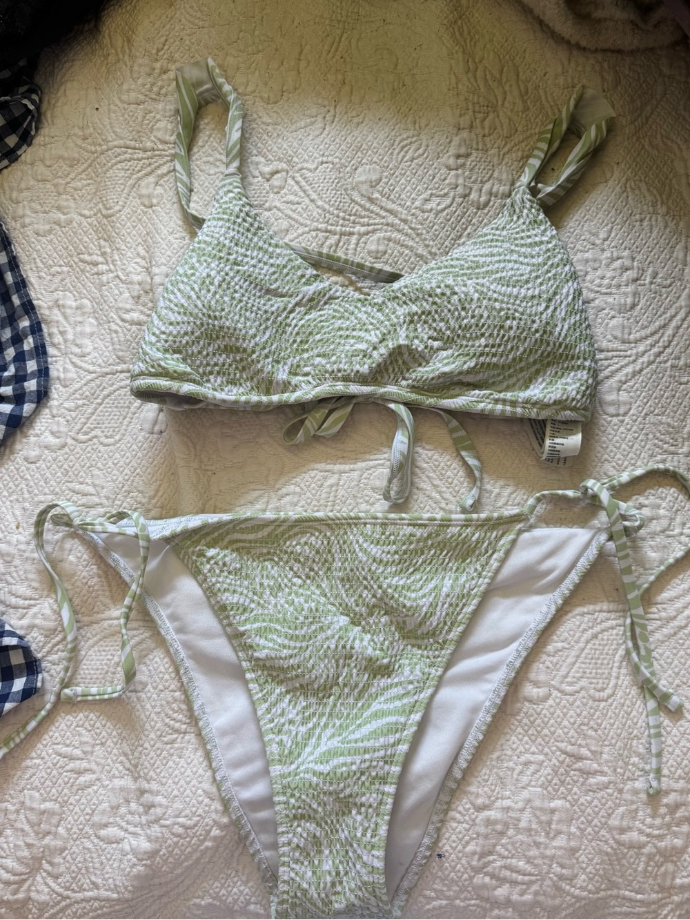 PacSun Swim Green Zebra Stripe Bikini Set